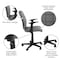 Flash Furniture Mid-Back Gray Quilted Vinyl Swivel Task Office Chair with Arms GO-1691-1-GY-A-GG - alternate 8